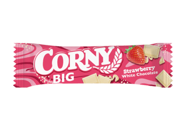 Javainių batonėlis su baltuoju šokoladu ir braškėmis CORNY, 40 g - 2