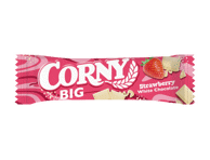 Javainių batonėlis su baltuoju šokoladu ir braškėmis CORNY, 40 g
