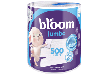 Pop. rankšluosčiai BLOOM JUMBO, 1 rit., 2 sluoksn., 500 lap., 1 vnt.
