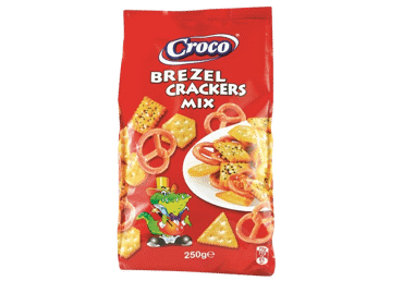 Sūrių krekerių ir brecelių mišinys CROCO, 250 g
