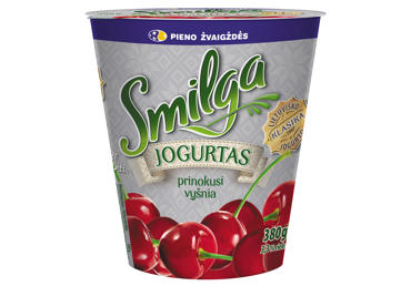 Jogurtas SMILGA su vyšnių gabaliukais, 3,3% rieb., 380 g