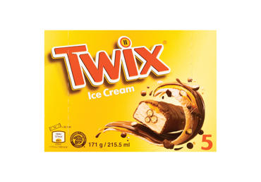Valgomieji ledų batonėliai TWIX, 5 vnt., 171 g
