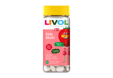 Braškių skonio vitaminai vaikams LIVOL Kids Multi, N60
