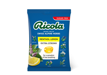 Pastilės RICOLA MENTHOL LEMON, citrinų skonio, 68 g