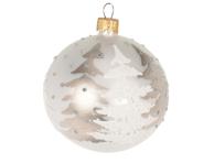 Kalėdinis burbulas su Kalėdų eglučių paveikslėliu, 8 cm, 1 vnt.