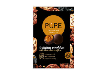 Pieninio šokolado triufeliai PURE CHOCOLATE su sausainių kremo įdaru, 148 g