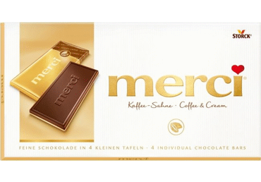 Pieninis šokoladas MERCI (COFFEE & CREAM) su kavos sk. įdaru, 100 g