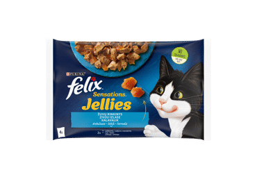 Konserv. kačių ėdalas FELIX su žuvimi drebučiuose, 4 x 85 g, 340 g