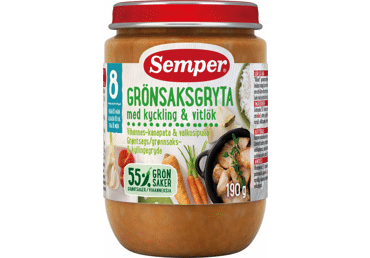 Daržovių ir vištienos troškinys SEMPER su česnakais, nuo 8 mėn., 190 g