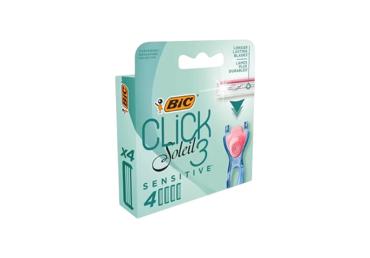 Moteriško skustuvo galvutės BIC CLICK3SOLEIL SENSIT., 4 vnt.