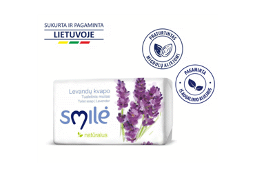 Tualetinis muilas SMILĖ (levandų kvapo), 90 g Tualetinis muilas SMILĖ (levandų kvapo), 90 g