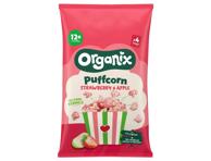 Popkornų užkandis su braškėmis ir obuoliais ORGANIX, 40 g
