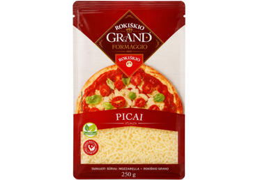 Tarkuotas sūris picai ROKIŠKIO GRAND, 44 % rieb. s. m., 250 g