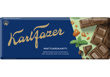 Pieninis šokoladas KARL FAZER su mėtų skon. migdolų griliažu, 180 g