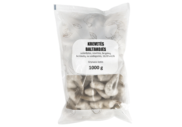 Šaldytos baltakojės krevetės be kiautų, 1 kg