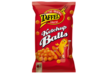 Kukurūzų traškučiai TAFFEL KETCHUP BALLS, kečupo skonio, 165 g