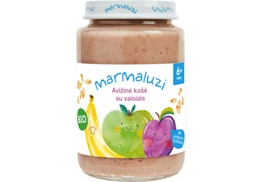 KOŠĖ Eko Bananų, slyvų, obuolių, avižų - 6 mėn 0.19/190g MARMALUZI
