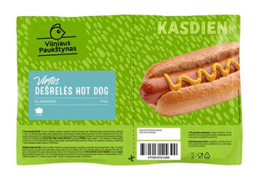 Virtos vištienos dešrainių dešrelės HOT DOG, I r., 910 g