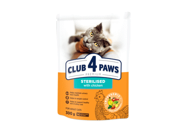 Club 4 Paws Premium visavertis pašaras suaugusioms sterilizuotoms katėms, 300 g