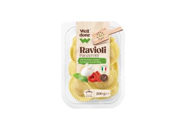 Ravioliai WELL DONE su burata, pomidorais ir bazilikais, 200 g