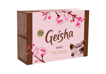 Juodojo šokolado saldainiai GEISHA su lazdynų riešutų įdaru, 150 g - 1
