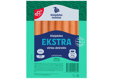 Virtos KLAIPĖDOS EKSTRA dešrelės 90% mėsos, a. r., 300 g - 1