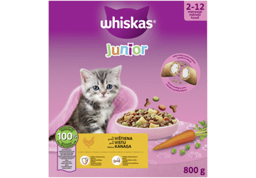 Sausas kačių ėdalas WHISKAS JUNIOR su višt 800G