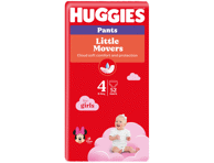 Mergaičių sauskelnės-kelnaitės HUGGIES PANTS 4 (9-14 kg), 52 vnt.