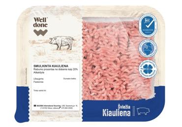 Lietuviška smulk. kiauliena, rieb. ne did. kaip 20 %, 400 g