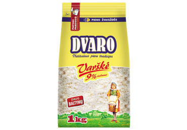 Pusriebė varškė "DVARO", 9 % rieb., 1 kg