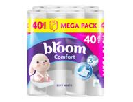 Tualetinis popierius BLOOM COMFORT SOFT WHITE, 3 sluoksnių, 40 vnt.