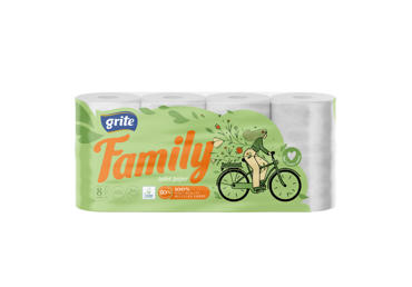 Tualetinis popierius GRITE FAMILY (3 sluoksnių), 8 vnt.