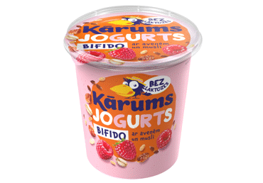 Jogurtas su grūdais KARUMS, aviečių skonio, 3 % rieb., 350 g