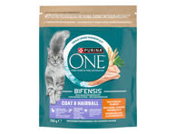 Visavertis sausasis ėdalas suaugusioms katėms su vištiena PURINA ONE Coat & Hairball, 750  g
