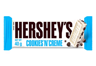 Baltasis šokoladas HERSHEY`S su sausainių gabaliukais, 43 g