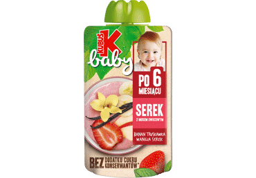 Vanilės sk. obuolių ir ir braškių tyrelė su varške, Kubuš baby, 100g