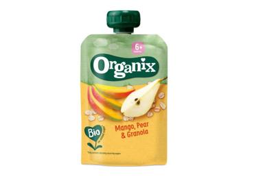 Ekologiška mangų, kriaušių tyrelė ORGANIX su granola nuo 6 mėn., 100g