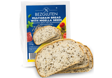 Įvairiagrūdė duona BEZGLUTEN su juodgrūdžių sėklomis, 220 g