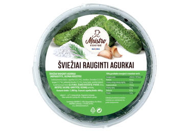 Šviežiai rauginti agurkai (nepjaustyti, silpnai rūgštūs), 1 vnt.