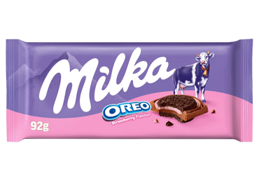 Pieninis šokoladas MILKA OREO STRAWBERRY, 92 g
