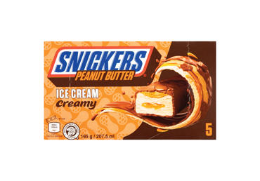 Valgomieji ledų batonėliai SNICKERS CREAMY, 195 g