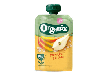 Ekologiška mangų, kriaušių tyrelė ORGANIX su granola nuo 6 mėn., 100g
