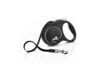 Šunų pavadėlis FLEXI BLACK DESIGN, M dydis, juostinis, 5 m, 1 vnt.