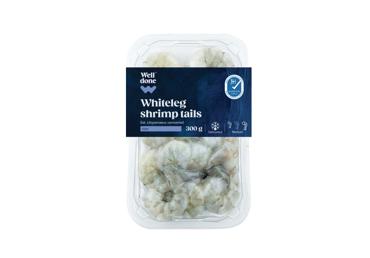 Atšildytos nevirtos baltakojų krevečių uodegėlės WELL DONE, 300 g
