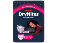 Sauskelnės-kelnaitės HUGGIES DRYNITES GIRL 8-13, 30-48 kg, 9 vnt.