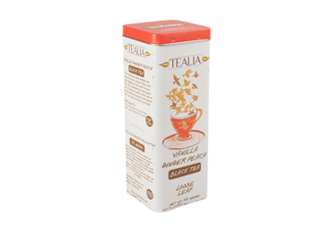 Juodoji arbata TEALIA VANILLA GINGER PEACH, 100 g Juodoji arbata TEALIA VANILLA GINGER PEACH, 100 g