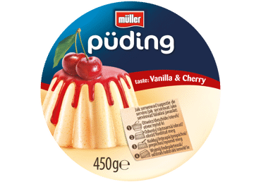 Pudingas MÜLLER su manų kruopomis, vanilės, vyšnių užpilu, 23 % rieb., 450 g - 1