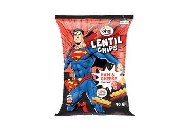 Lęšių traškučiai SUPERMAN OHO!, kumpio ir sūrio sk., 90 g