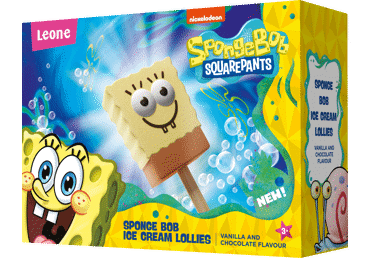 Ledai LEONE SPONGE BOB, vanilės ir šokolado sk., 136 g
