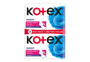 Higieniniai paketai Kotex Ultra Soft Night, 12 vnt
